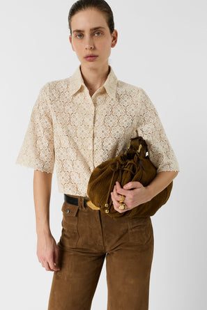 GERARD DAREL GUIPURE LACE SHORT-SLEEVED SHIRT - CAYLIE