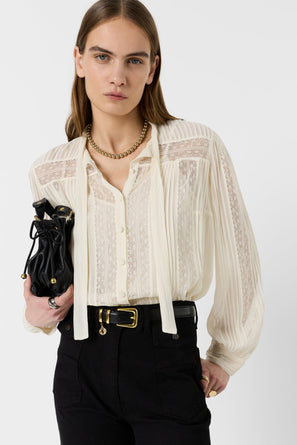GERARD DAREL LACE SHIRT WITH LAVALIERE COLLAR - CYRANA