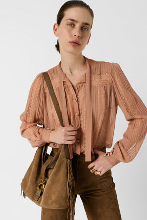 GERARD DAREL LACE SHIRT WITH LAVALIERE COLLAR - CYRANA