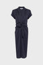 GERARD DAREL FLUID LONG DRESS WITH A SHIRT COLLAR - ROSY