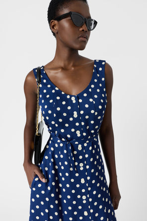 GERARD DAREL SLEEVELESS POLKA DOTS MIDI DRESS - RAVITA