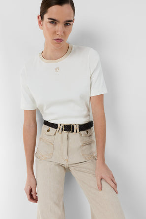 GERARD DAREL COTTON AND GOLD LUREX T-SHIRT - MAVIE