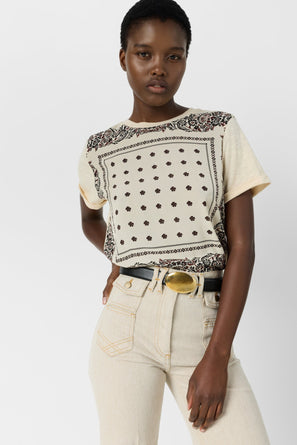 GERARD DAREL TWO-MATERIAL SCARF-INSPIRED T-SHIRT - MANOLIA