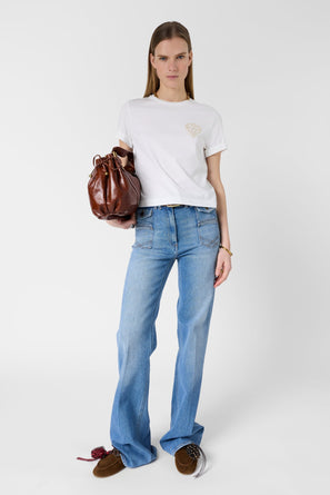 GERARD DAREL COTTON T-SHIRT WITH EMBROIDERED COAT-OF-ARMS - MELIA