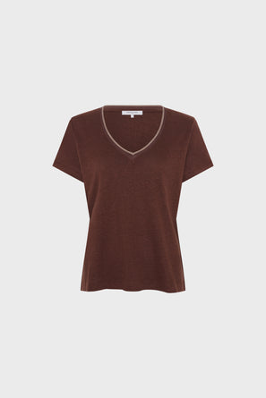 GERARD DAREL V-NECK LINEN T-SHIRT WITH LUREX - MIRANA