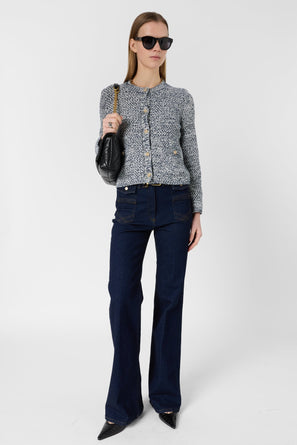 GERARD DAREL MOTTLED CARDIGAN WITH GOLDEN BUTTONS - LEORA
