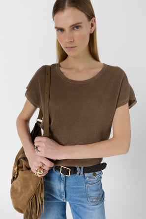 GERARD DAREL ROUND NECK IRIDESCENT KNIT SWEATER - LIXIA