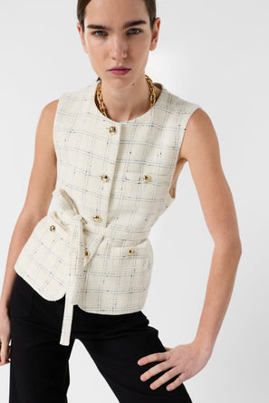 GERARD DAREL SLEEVELESS TWEED SUIT JACKET - TILLIE