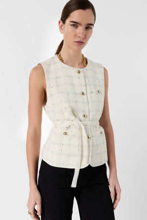 GERARD DAREL SLEEVELESS TWEED SUIT JACKET - TILLIE