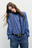 GERARD DAREL EMBROIDERED RUFFLED DENIM SHIRT - LOUPY