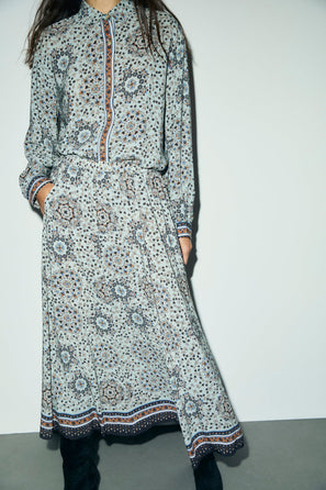 GERARD DAREL ELASTICATED SKIRT WITH HANDKERCHIEF PRINT - TIFENN
