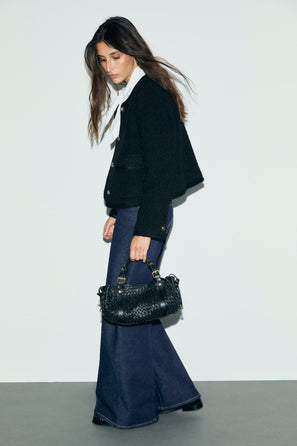 GERARD DAREL STRAIGHT-CUT AND WIDE RAW DENIM JEANS WITH CREASE - BIANCA