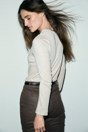 GERARD DAREL V-NECK SATIN T-SHIRT - BELEN