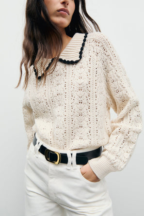GERARD DAREL CROCHET POLO SHIRT - ROCA