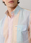 FAÇONNABLE REGULAR FIT MULTI STRIPE LINEN BLEND SHIRT
