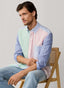 FAÇONNABLE REGULAR FIT COLOUR BLOCK STRIPE LINEN SHIRT