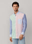 FAÇONNABLE REGULAR FIT COLOUR BLOCK STRIPE LINEN SHIRT