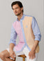 FAÇONNABLE REGULAR FIT COLOUR BLOCK TEXTURED SHIRT