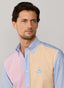 FAÇONNABLE REGULAR FIT COLOUR BLOCK TEXTURED SHIRT