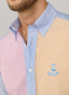 FAÇONNABLE REGULAR FIT COLOUR BLOCK TEXTURED SHIRT