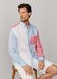 FAÇONNABLE REGULAR FIT COLOUR BLOCK LINEN SHIRT