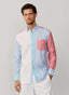 FAÇONNABLE REGULAR FIT COLOUR BLOCK LINEN SHIRT