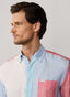 FAÇONNABLE REGULAR FIT COLOUR BLOCK LINEN SHIRT