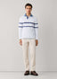 FAÇONNABLE REGULAR FIT LONG SLEEVE STRIPED FRONT POLO