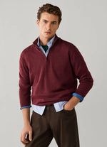 FAÇONNABLE COTTON SILK HALF ZIP SWEATER