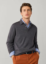 FAÇONNABLE LONG SLEEVE MERINO WOOL KNIT POLO