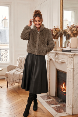 DERHY GLADYS SHORT FAUX FUR JACKET
