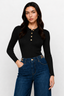 KOCCA LONG-SLEEVED POLO SHIRT, FITTED, RIBBED STRETCH VISCOSE - PACO JERSEY