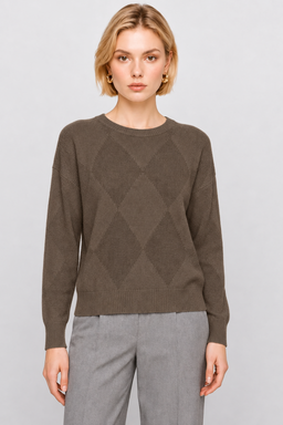 KOCCA CREW NECK JUMPER WITH AN ARGYLE PATTERN AND SEQUINS - KELSO SWEATER