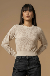 CHIC LACE EFFECT ROUND NECK SWEATSHIRT - SWEATER GIOLE