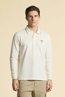 BASIC LONG-SLEEVED COTTON POLO SHIRT