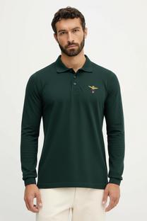 BASIC LONG-SLEEVED COTTON POLO SHIRT