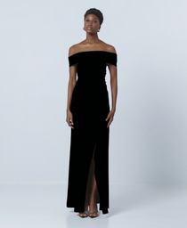 SATIN OFF-THE-SHOULDER DRESS