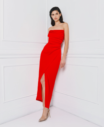 SATIN STRAPLESS DRESS