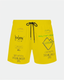 OPTICAL ICEBERG SWIM TRUNKS WITH CONTRASTING PRINTS, WRITING AND DRAWSTRING
