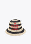 LOLA CASADEMUNT STREAKED RAFFIA EFFECT HAT WITH EMBROIDERY