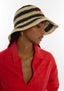 LOLA CASADEMUNT STREAKED RAFFIA EFFECT HAT WITH EMBROIDERY