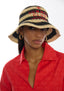 LOLA CASADEMUNT STREAKED RAFFIA EFFECT HAT WITH EMBROIDERY