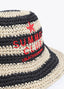 LOLA CASADEMUNT STREAKED RAFFIA EFFECT HAT WITH EMBROIDERY