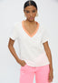 LOLA CASADEMUNT V-NECK T-SHIRT WITH RIBBON