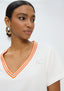 LOLA CASADEMUNT V-NECK T-SHIRT WITH RIBBON