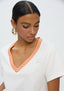 LOLA CASADEMUNT V-NECK T-SHIRT WITH RIBBON