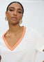 LOLA CASADEMUNT V-NECK T-SHIRT WITH RIBBON