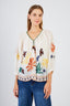 BEDFORD 3/4 SLEEVE EMBROIDERED BLOUSE