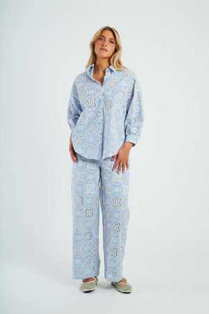 DERHY BERTHEA STRAIGHT-LEG TROUSERS IN ENGLISH EMBROIDERY