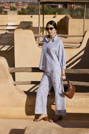 DERHY BERTHEA STRAIGHT-LEG TROUSERS IN ENGLISH EMBROIDERY